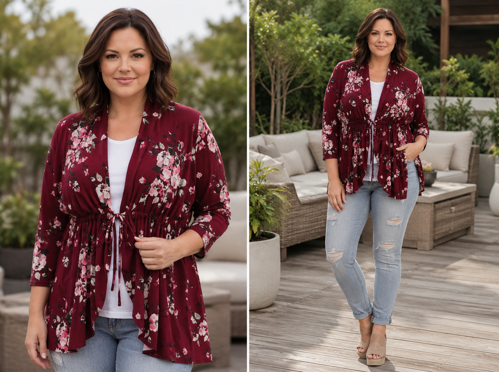 Kiyonna Cardigan Floral Cottagecore Lori Bellini Style Size 10-12 Feminine Ties